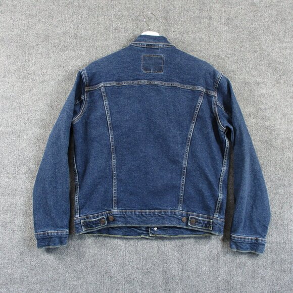 Levis Jacket Mens M Blue Trucker Dark Denim Stretch Western Flap Pockets Unisex - Picture 2 of 15